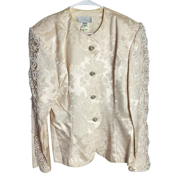 Vintage Scott Mcclintock Damask Blazer Jacket Womens 14 Blush Pink Cottagecore - Picture 1 of 10